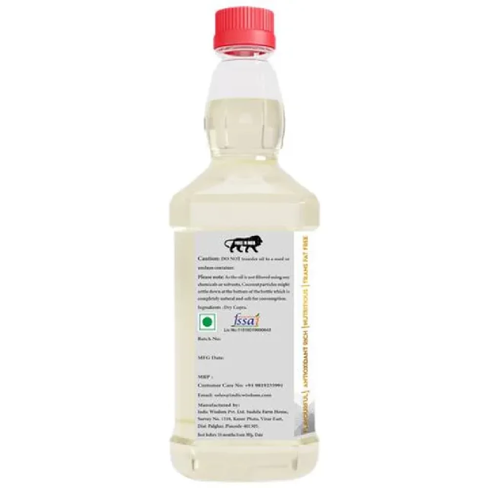 INDIC WISDOM Wood Pressed Coconut Oil - Rich In Antioxidant, Flavourful, Natural, 500 ml-5.webp